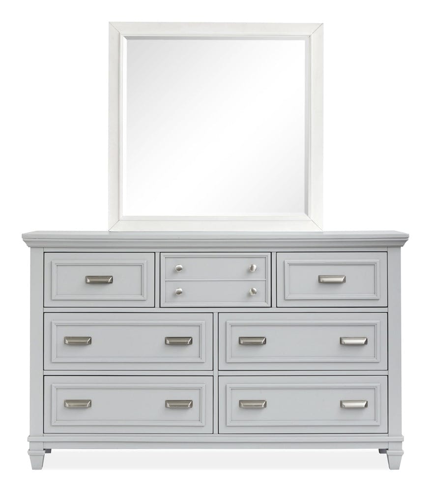 Henry & Mason  -  Portmere Harbor Gray And White Dove Grey Drawer Dresser With White Landscape Mirror  - AFA00868 view 1