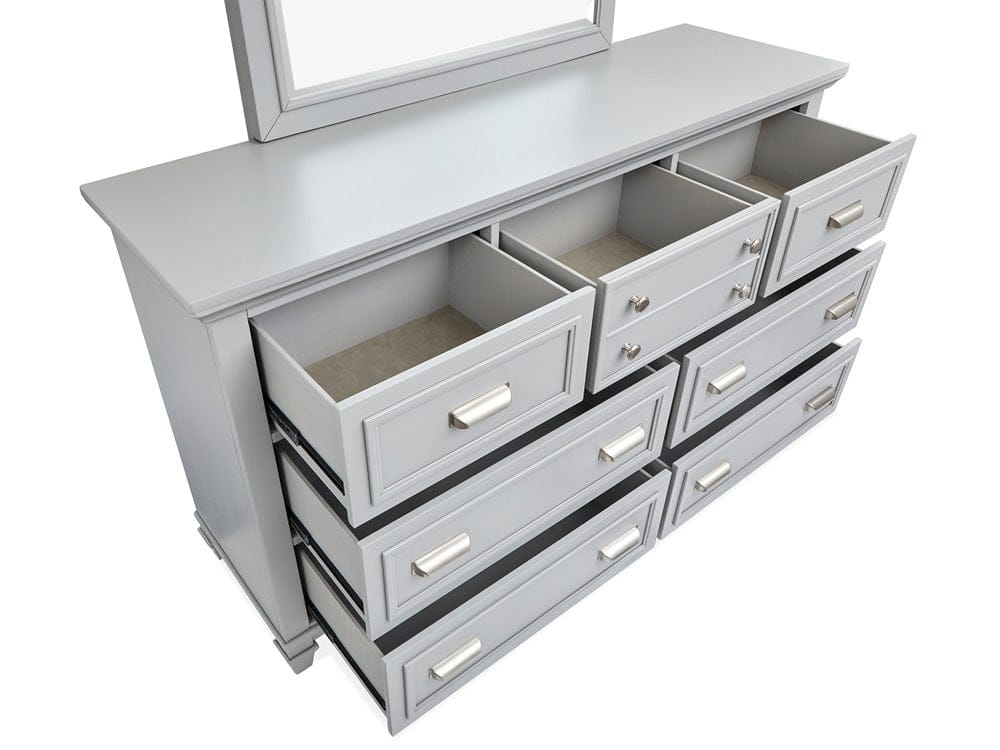 Henry & Mason  -  Portmere Harbor Gray And White Dove Grey Drawer Dresser With White Landscape Mirror  - AFA00868 view 4