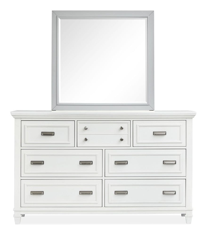 Henry & Mason  -  Portmere White Dove And Harbor Gray White Drawer Dresser With Grey Landscape Mirror  - AFA00875 view 1