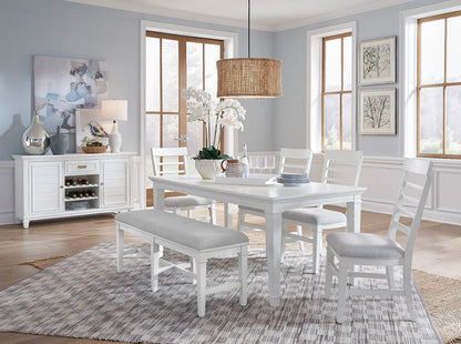 Henry & Mason  -  Portmere White Dove White Upholstered Bench  - AFA00881 view 2