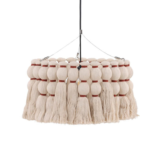 Henry & Mason - Prante Cotton Tassle Pendant Hanging Light with Iron Frame and Ivory Tassles - DV7793 veiw 1