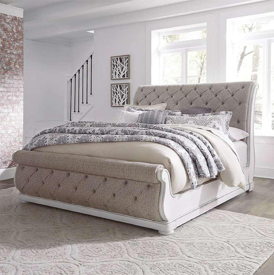 Henry & Mason - Priory Garden California King Upholstered Sleigh Bed in Weathered Brown & Antique White Finish - AFA02971 view 1