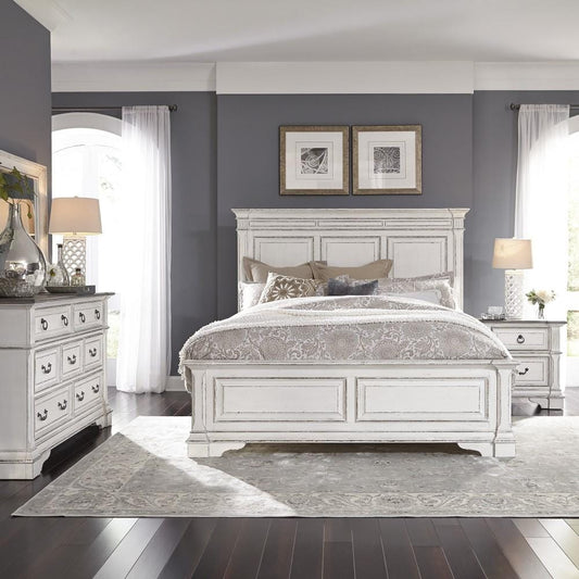 Henry & Mason - Priory Garden Queen Panel Bed, Dresser & Mirror, Night Stand in Antique White & Weathered Brown - AFA02997 view 1