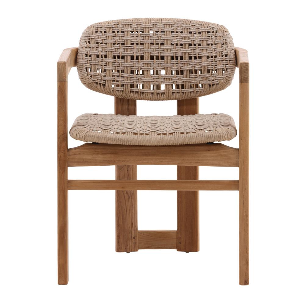 Henry & Mason - Pyriniam Natural Teak Wood and Beige Twisted Wicker Outdoor Dining Chair - DV7069 veiw 2