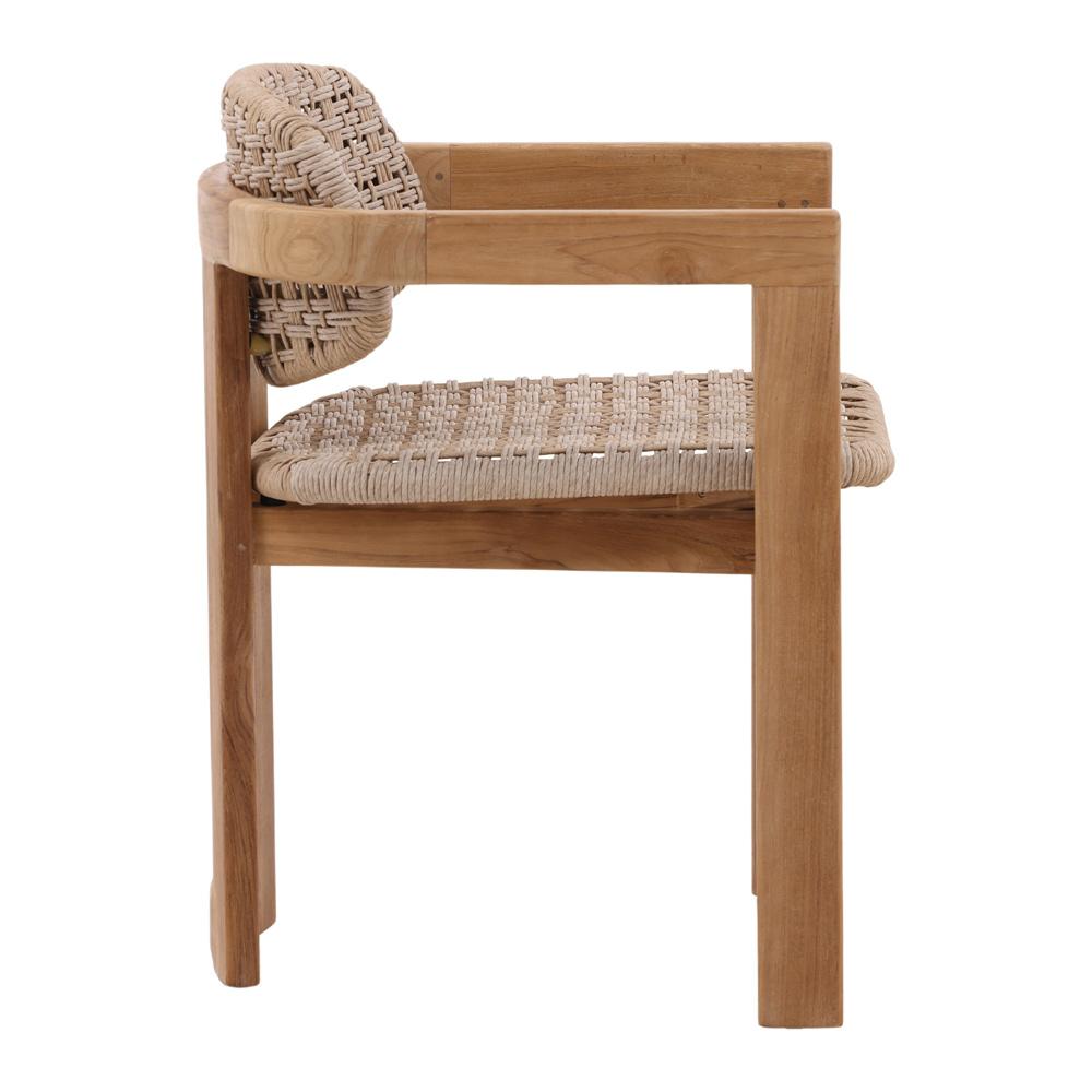 Henry & Mason - Pyriniam Natural Teak Wood and Beige Twisted Wicker Outdoor Dining Chair - DV7069 veiw 3