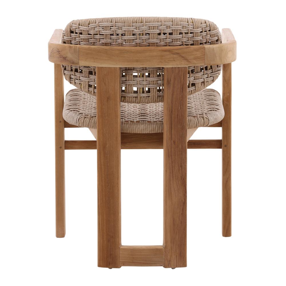Henry & Mason - Pyriniam Natural Teak Wood and Beige Twisted Wicker Outdoor Dining Chair - DV7069 veiw 4