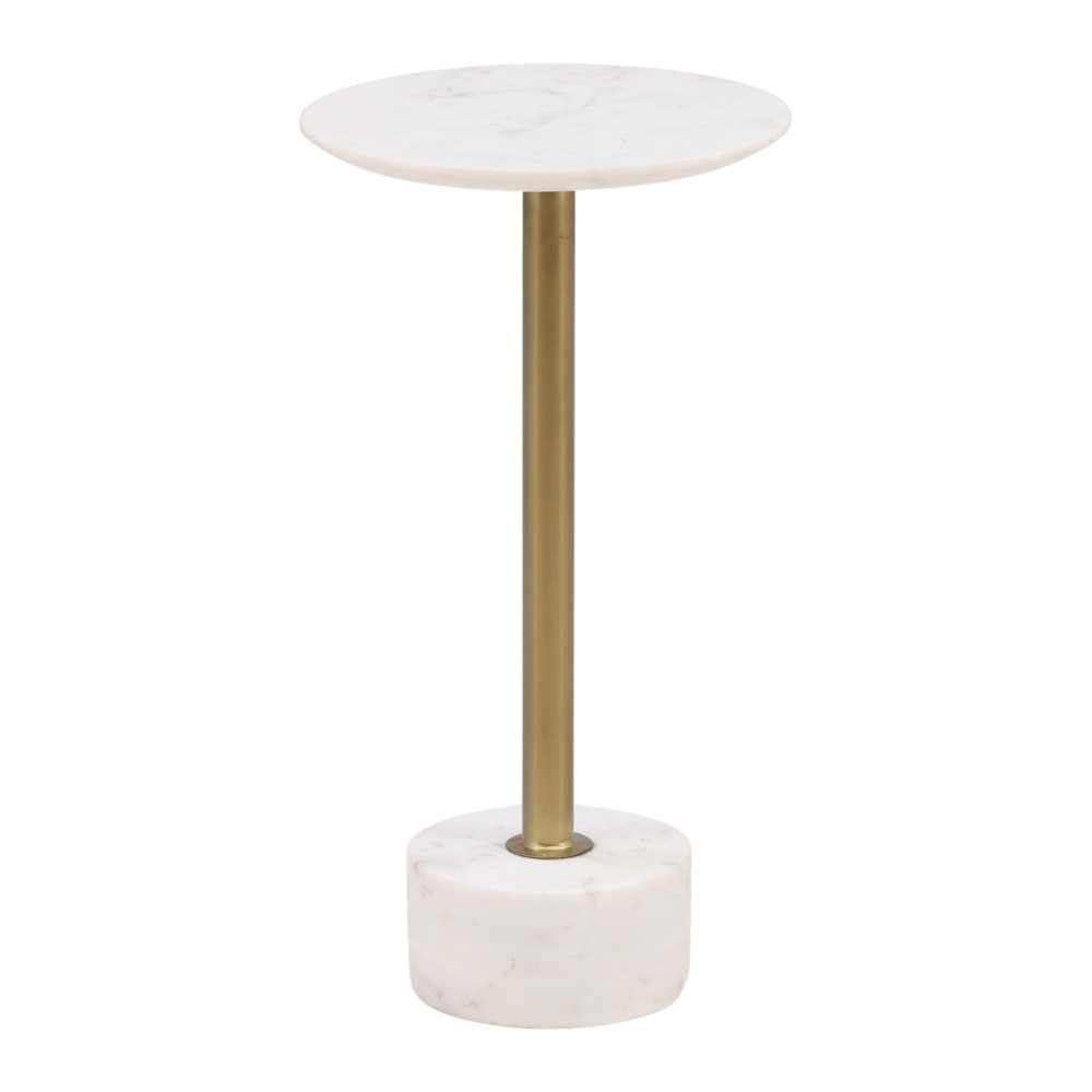 Henry & Mason - Raquel Iron End Table in Antique Brass with White Marble Top and Base - DV7481 veiw 1