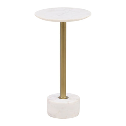 Henry & Mason - Raquel Iron End Table in Antique Brass with White Marble Top and Base - DV7481 veiw 1