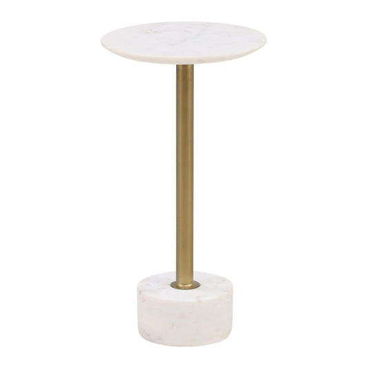 Henry & Mason - Raquel Iron End Table in Antique Brass with White Marble Top and Base - DV7481 veiw 1