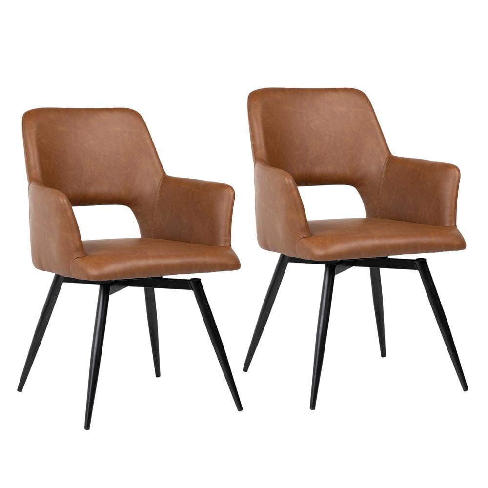 Henry & Mason - Rayson Black Powder Coated Iron Dining Chair with Antique Brown Faux Leather - DV7257 veiw 1