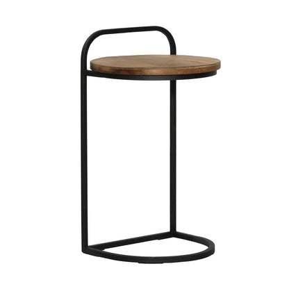 Henry & Mason - Remy Natural Teak Wood Laptop Side Table in with Black Metal Legs - DV7635 veiw 1