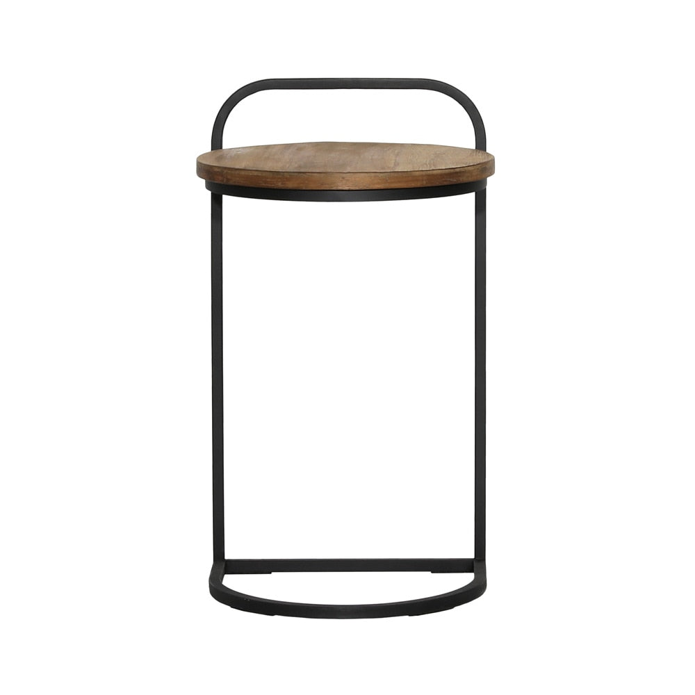 Henry & Mason - Remy Natural Teak Wood Laptop Side Table in with Black Metal Legs - DV7635 veiw 2