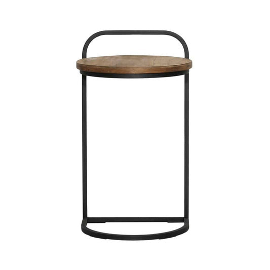 Henry & Mason - Remy Natural Teak Wood Laptop Side Table in with Black Metal Legs - DV7635 veiw 2