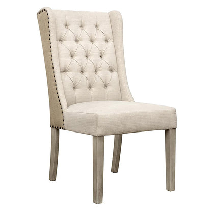 Henry & Mason - Risner Rubberwood Dining Chair with Light Sand Performance Fabric - DV7165 veiw 1