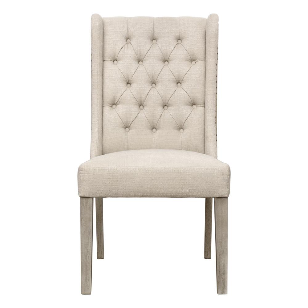 Henry & Mason - Risner Rubberwood Dining Chair with Light Sand Performance Fabric - DV7165 veiw 2