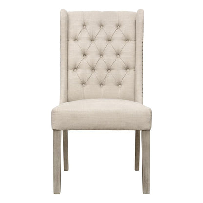 Henry & Mason - Risner Rubberwood Dining Chair with Light Sand Performance Fabric - DV7165 veiw 2