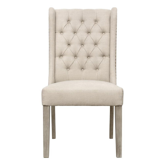Henry & Mason - Risner Rubberwood Dining Chair with Light Sand Performance Fabric - DV7165 veiw 2