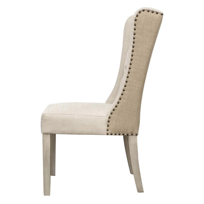 Henry & Mason - Risner Rubberwood Dining Chair with Light Sand Performance Fabric - DV7165 veiw 3