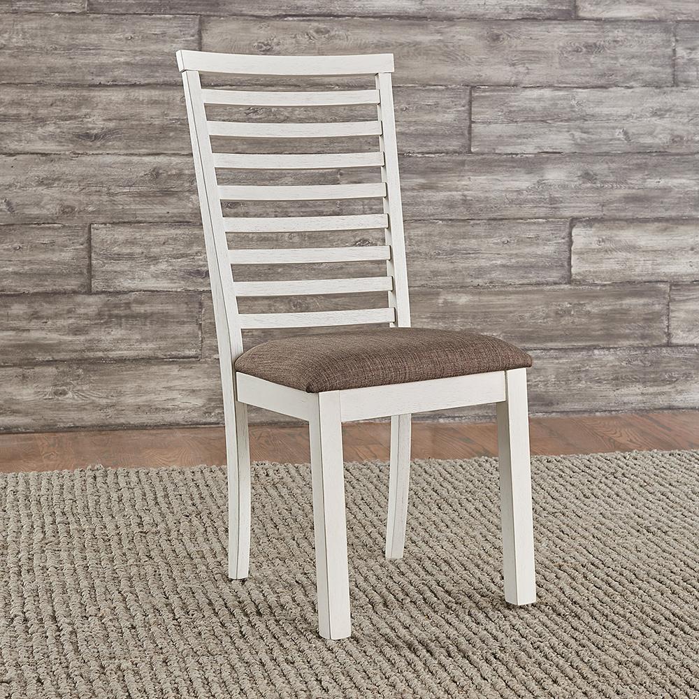 Henry & Mason - River Cove Uph Ladder Back Side Chair in Textured White with Carbon Gray Tops - AFA01644 view 1