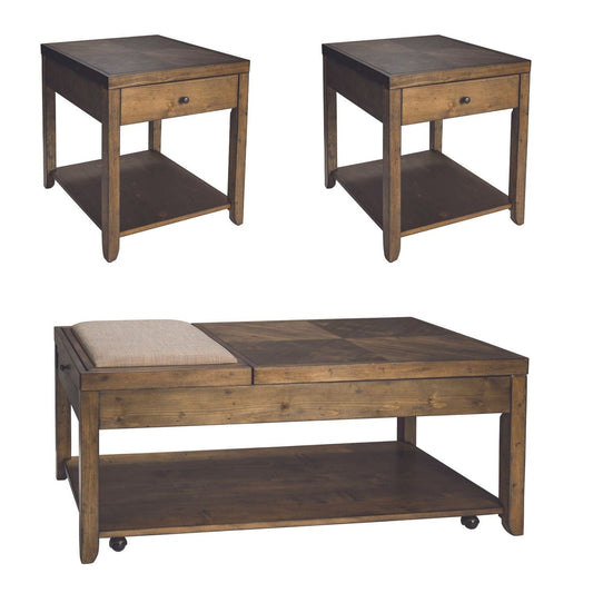 Henry & Mason - Russell 3 Piece Set (1 Cocktail & 2 End Tables) in Nutmeg - AFA03098 view 1