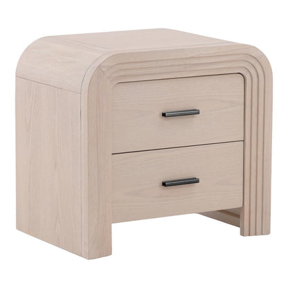 Henry & Mason - Santa Fe 2 Drawer Rubber Wood Nightstand in Bleached Oak Veneer with Black Metal Handles - DV7183 veiw 1