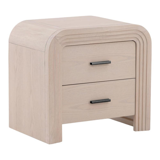 Henry & Mason - Santa Fe 2 Drawer Rubber Wood Nightstand in Bleached Oak Veneer with Black Metal Handles - DV7183 veiw 1