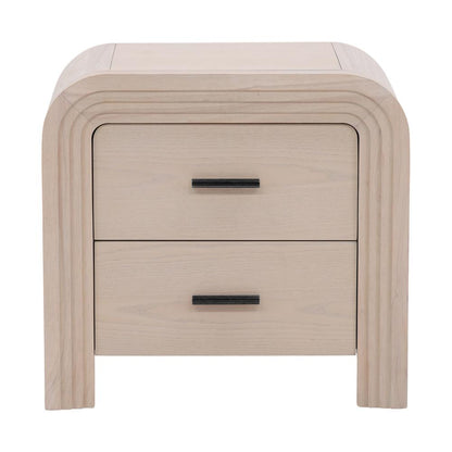Henry & Mason - Santa Fe 2 Drawer Rubber Wood Nightstand in Bleached Oak Veneer with Black Metal Handles - DV7183 veiw 2
