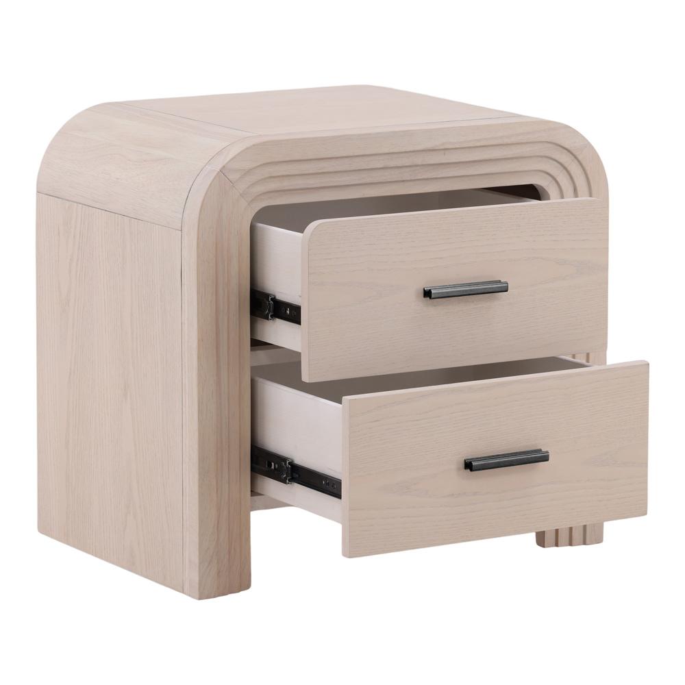 Henry & Mason - Santa Fe 2 Drawer Rubber Wood Nightstand in Bleached Oak Veneer with Black Metal Handles - DV7183 veiw 5