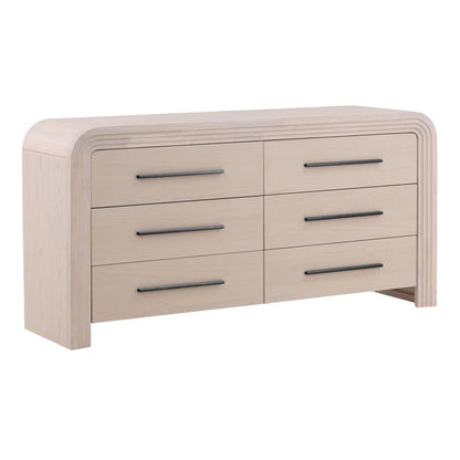 Henry & Mason - Santa Fe 6 Drawer Rubber Wood Double Dresser in Bleached Oak Veneer with Black Metal Handles - DV7184 veiw 1