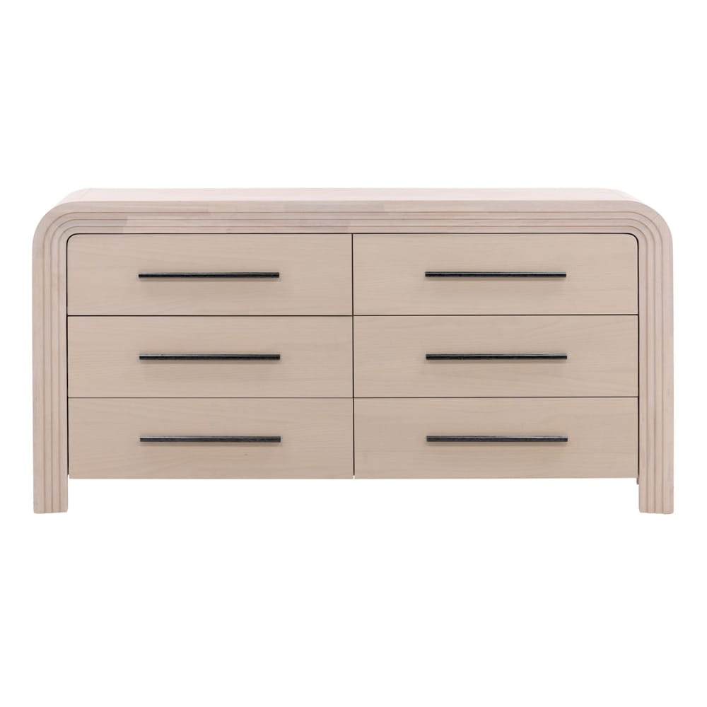 Henry & Mason - Santa Fe 6 Drawer Rubber Wood Double Dresser in Bleached Oak Veneer with Black Metal Handles - DV7184 veiw 2