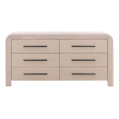 Henry & Mason - Santa Fe 6 Drawer Rubber Wood Double Dresser in Bleached Oak Veneer with Black Metal Handles - DV7184 veiw 2