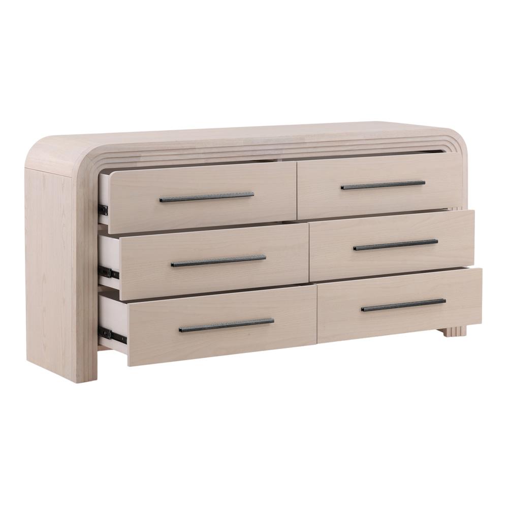 Henry & Mason - Santa Fe 6 Drawer Rubber Wood Double Dresser in Bleached Oak Veneer with Black Metal Handles - DV7184 veiw 5