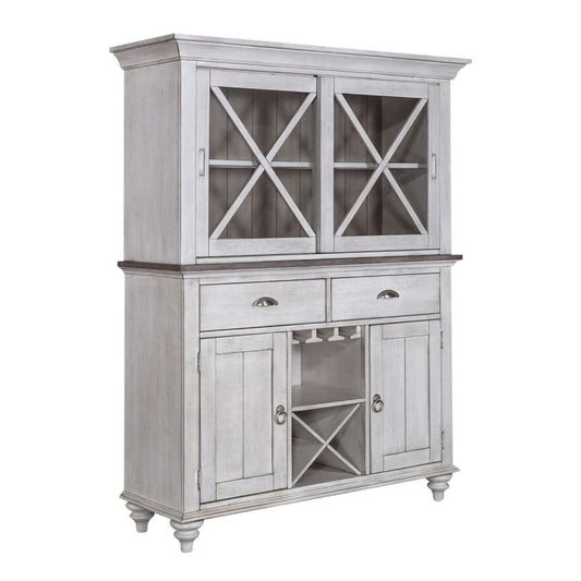 Henry & Mason - Sea Key Hutch & Buffet in Antique White with Weathered Pine - AFA02324 view 1