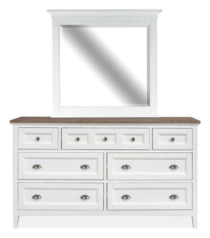 Henry & Mason  -  Seabrook Chalk White And Dovetail Grey 2 Tone Drawer Dresser With Landscape Mirror  - AFA00982 view 1