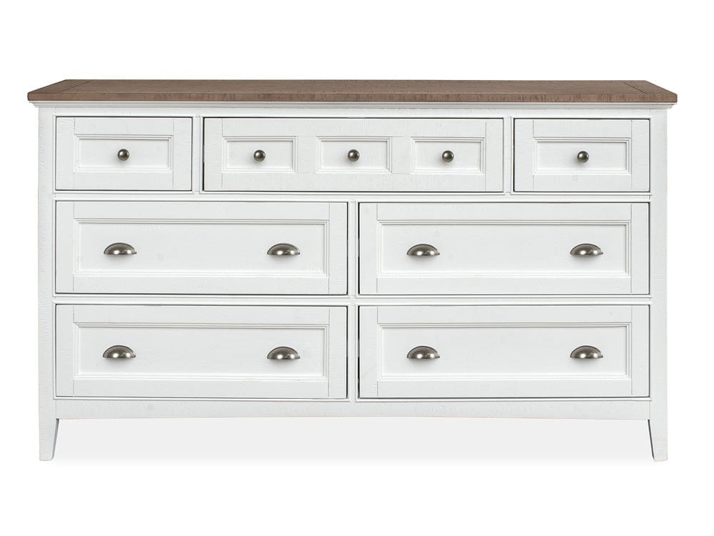 Henry & Mason  -  Seabrook Chalk White And Dovetail Grey 2 Tone Drawer Dresser With Landscape Mirror  - AFA00982 view 3