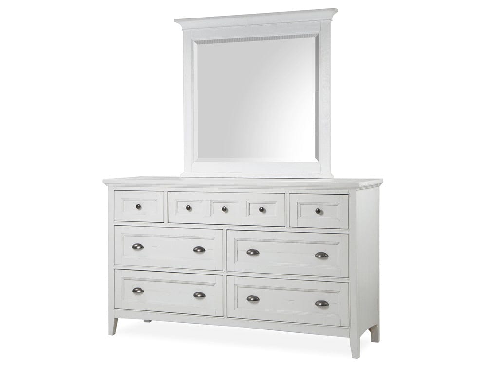 Henry & Mason  -  Seabrook Chalk White And Dovetail Grey Drawer Dresser With Landscape Mirror  - AFA00984 view 1