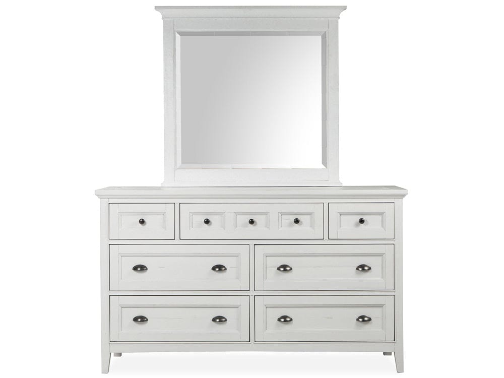 Henry & Mason  -  Seabrook Chalk White And Dovetail Grey Drawer Dresser With Landscape Mirror  - AFA00984 view 2