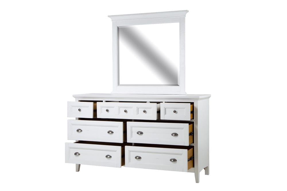 Henry & Mason  -  Seabrook Chalk White And Dovetail Grey Drawer Dresser With Landscape Mirror  - AFA00984 view 6
