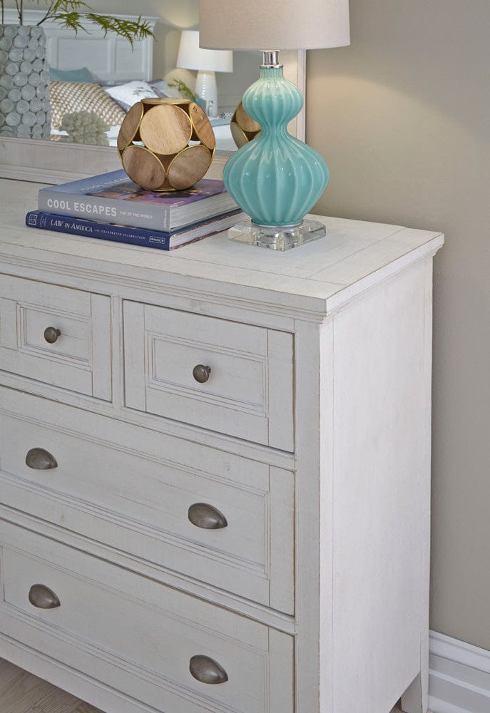 Henry & Mason  -  Seabrook Chalk White And Dovetail Grey Drawer Dresser With Landscape Mirror  - AFA00984 view 7