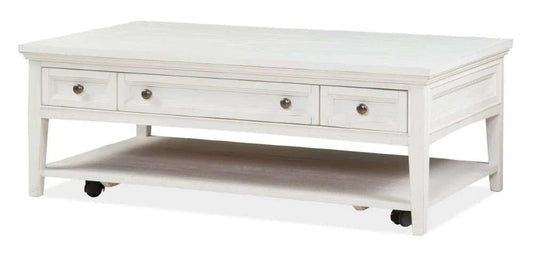 Henry & Mason - Seabrook Rectangular Cocktail Table with Casters in Chalk White - AFA00702 view 1