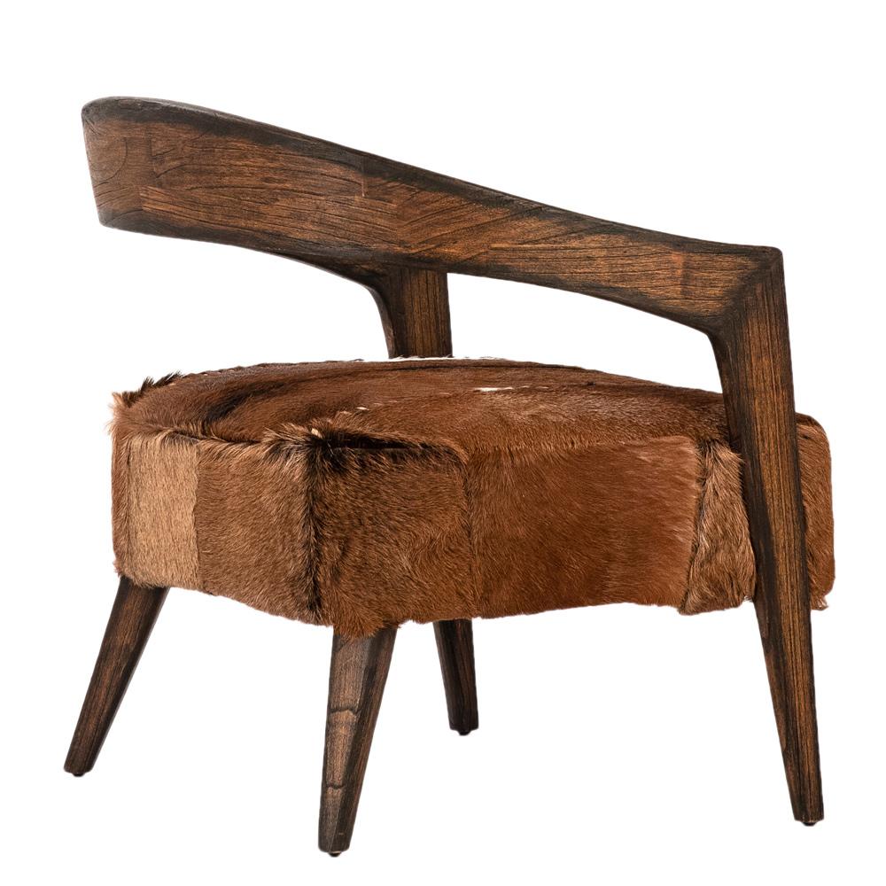 Henry & Mason - Sharie Natural Mindi Wood Accent Chair With Brown Goat Hide Upholstery - DV7112 veiw 2