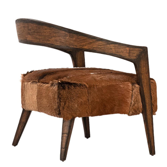 Henry & Mason - Sharie Natural Mindi Wood Accent Chair With Brown Goat Hide Upholstery - DV7112 veiw 2