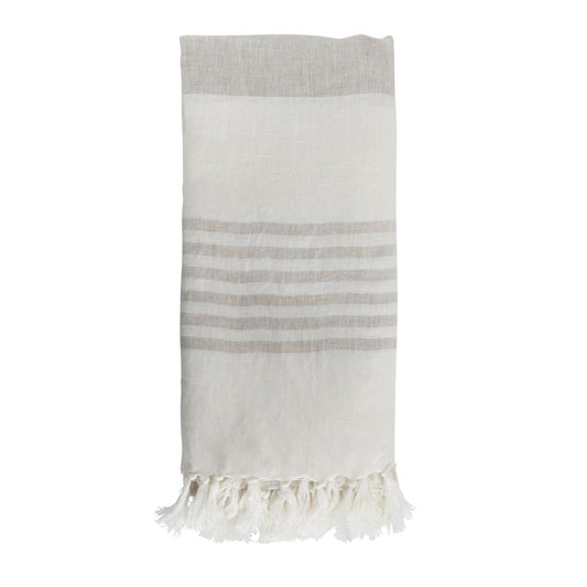 Henry & Mason - Shuko 64in Two-Tone Cream Linen Throw Blanket - DV7502 veiw 1