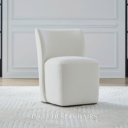 Henry & Mason - Signature Dining Ivory Accent Dining Chairs (Set of 4) in Ivory, Sapphire, Truffle, & Wicker Fabric - AFA03517 view 1