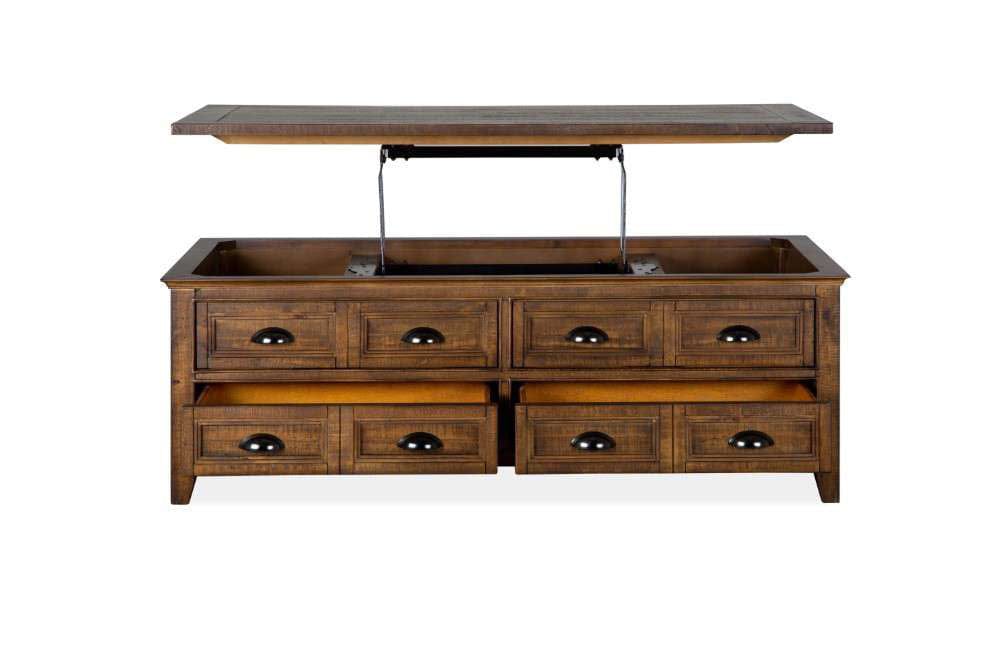 Henry & Mason - Silver Dune Lift Top Storage Cocktail Table with Casters in Toasted Nutmeg - AFA00695 view 3
