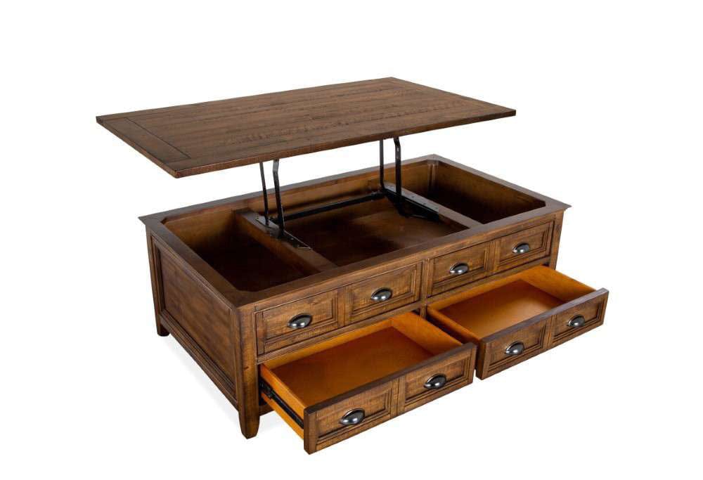 Henry & Mason - Silver Dune Lift Top Storage Cocktail Table with Casters in Toasted Nutmeg - AFA00695 view 4