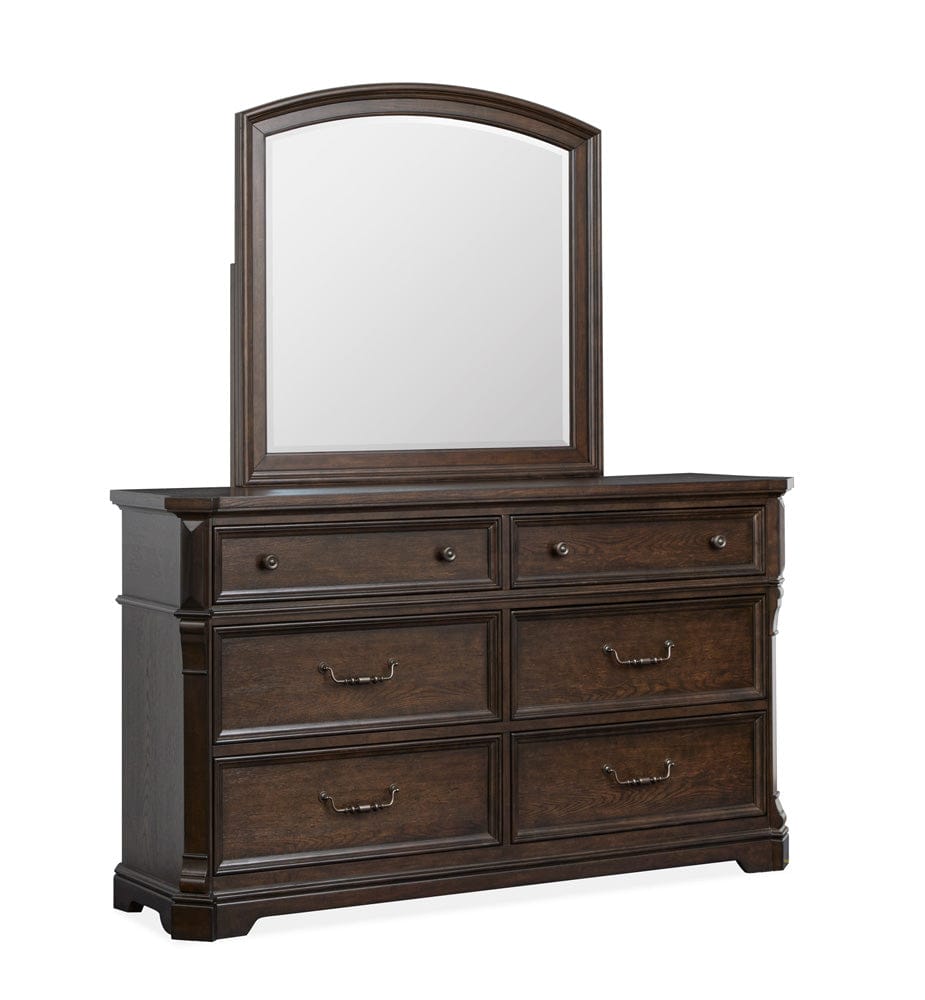 Henry & Mason  -  Silverbrook Tobacco Double Drawer Dresser With Landscape Mirror  - AFA00972 view 1