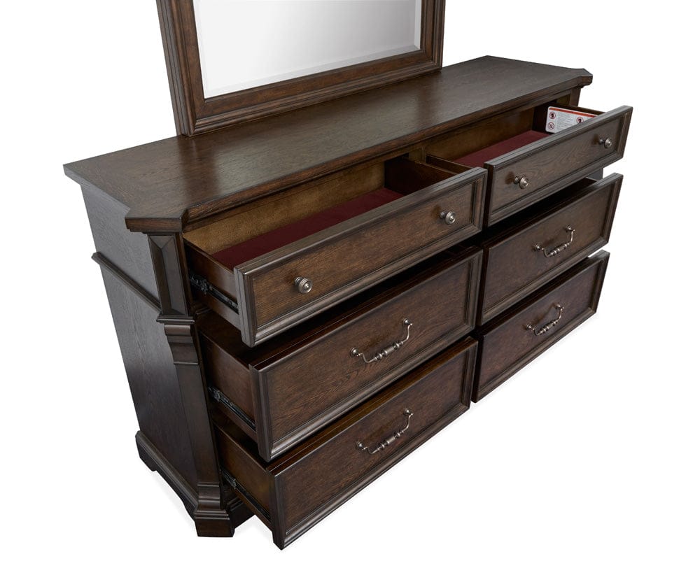 Henry & Mason  -  Silverbrook Tobacco Double Drawer Dresser With Landscape Mirror  - AFA00972 view 4