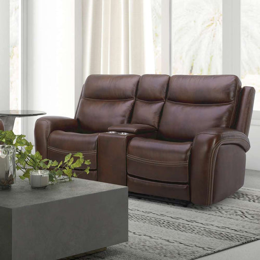 Henry & Mason - Sloane Loveseat with Console P2 & ZG in Cognac Leather - AFA03396 view 1