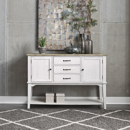 Henry & Mason - Springdale Server in Soft White Wash with Wirebrushed Gray Tops - AFA01553 view 1